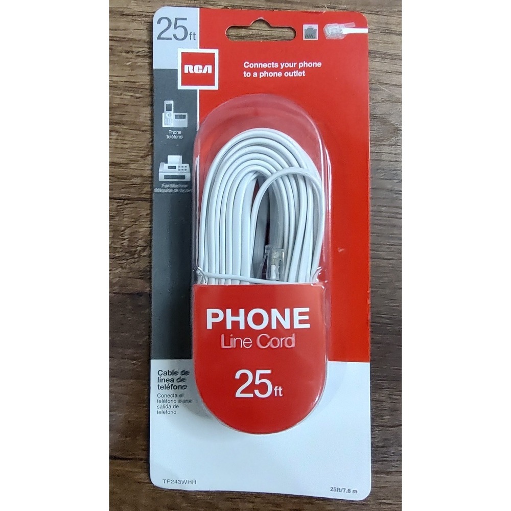 RCA 25 Ft White Phone Line Cord RCA TP243WHR Telephone Cord POTS New in Package